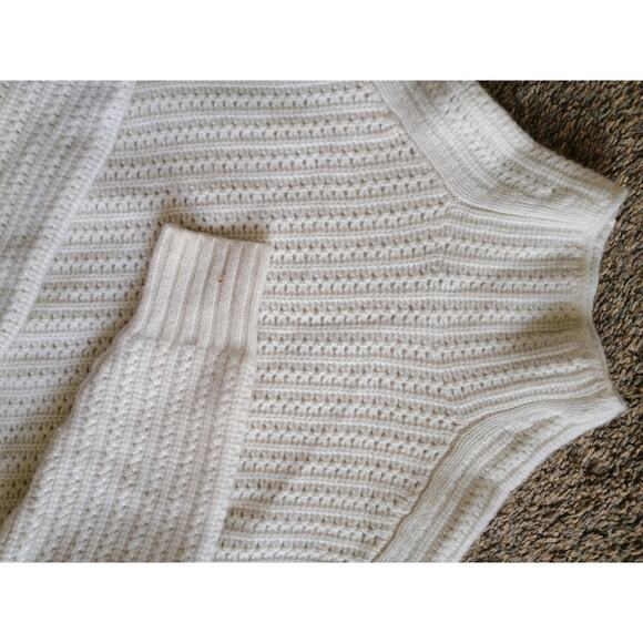 Madewell Pointelle-Stitch Mockneck Sweater ivory cream 100% merino wool small - Picture 4 of 13
